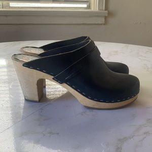 Swedish hasbeens high heel clogs